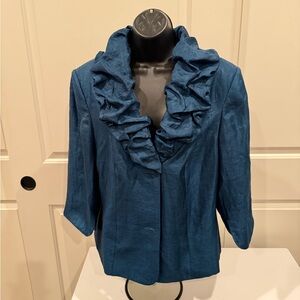 Adrianna Papell Teal Ruffled Blazer